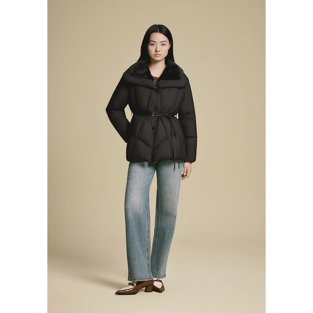 诗篇专选冬季新款貂领羽绒服6C65508043