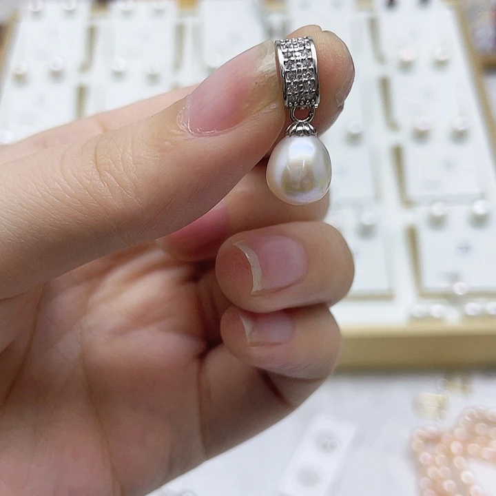 淡水珍珠吊坠(不含链)银S925镶嵌灌*包