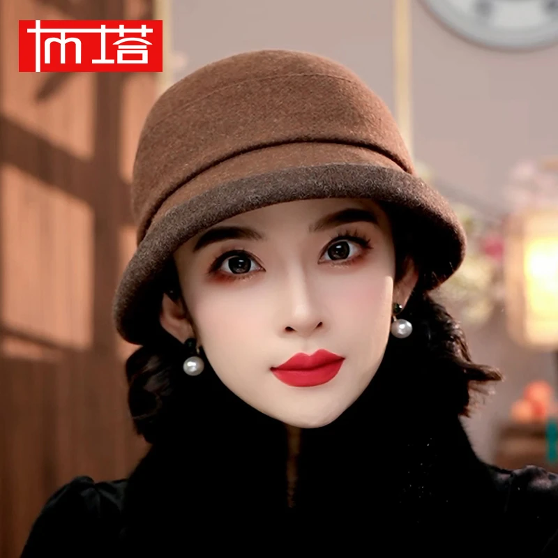 【羊毛赫本帽】布塔绵羊毛混纺百搭复古保暖气质日系秋冬帽PT2132