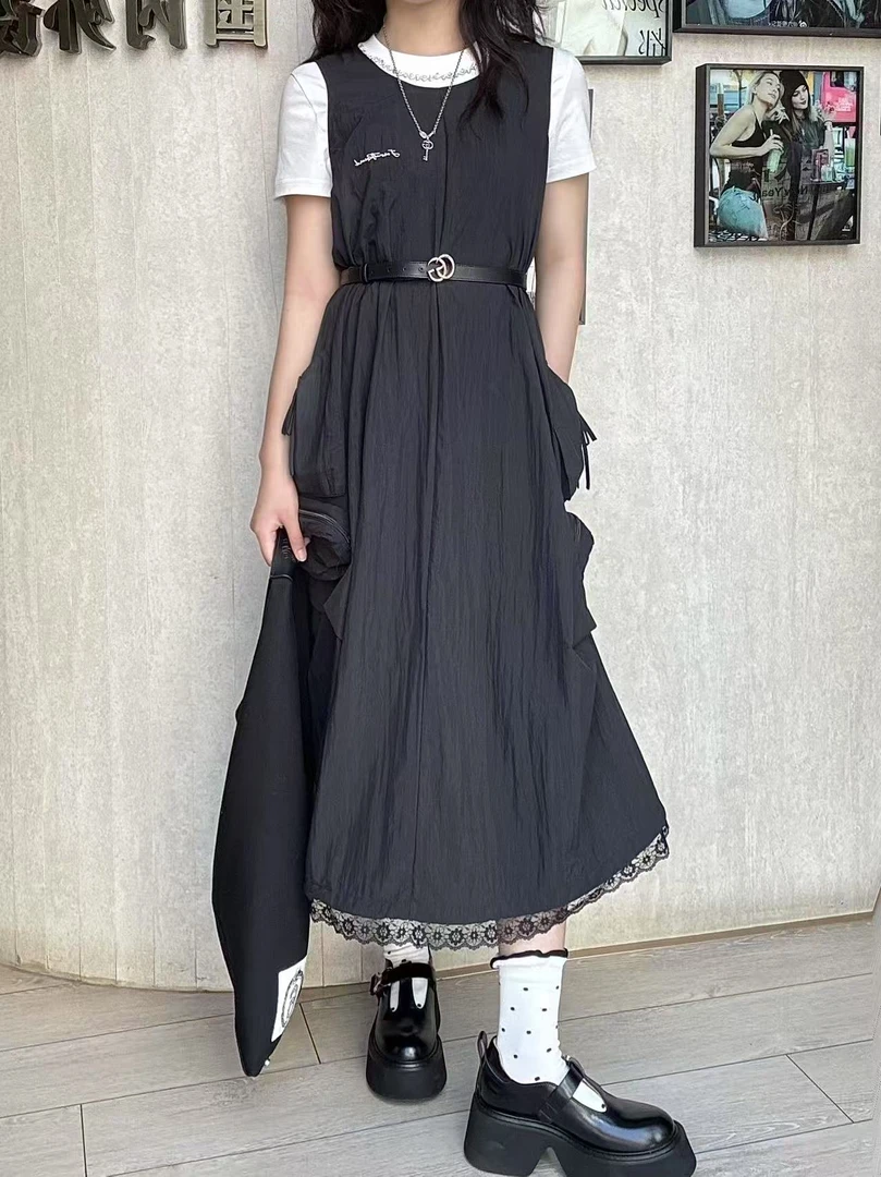 拍下改价Journal Record25春夏设计师品牌圆领大口袋无袖连衣长裙