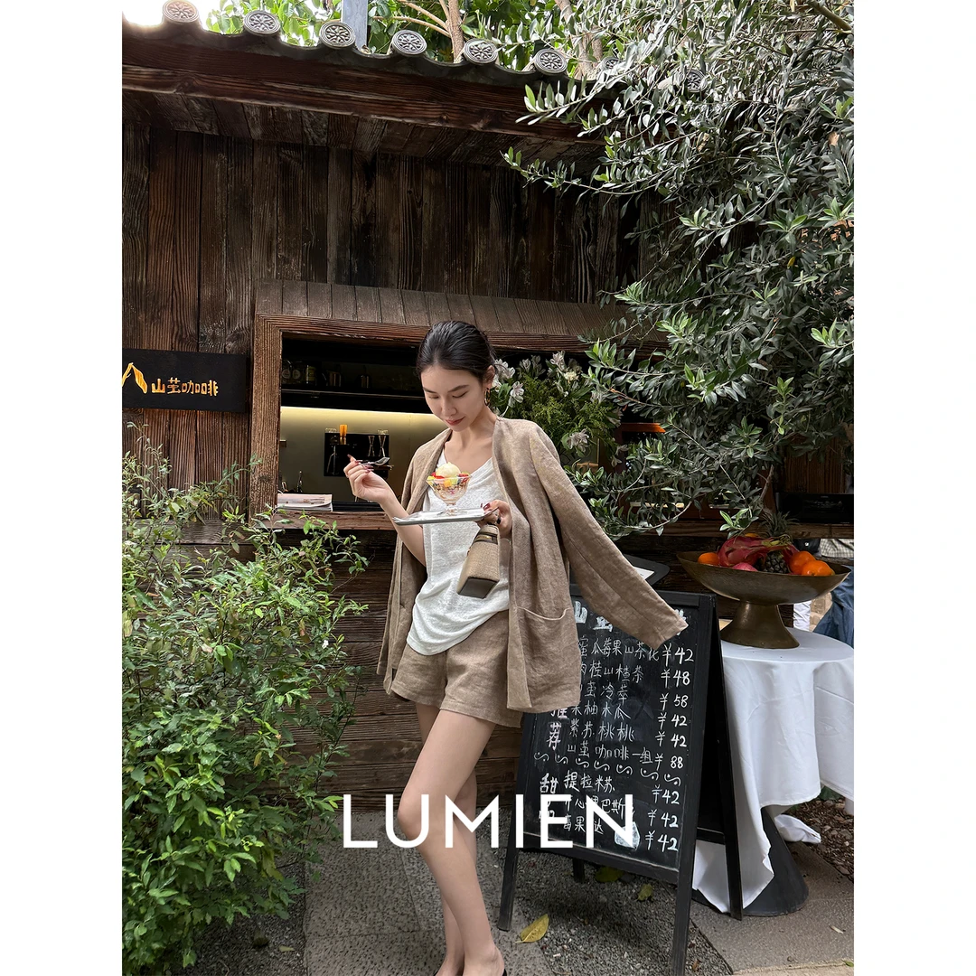 【LUMIEN】时尚通勤风亚麻西装短裤两件套装LX5DEE181/LX5DUU129