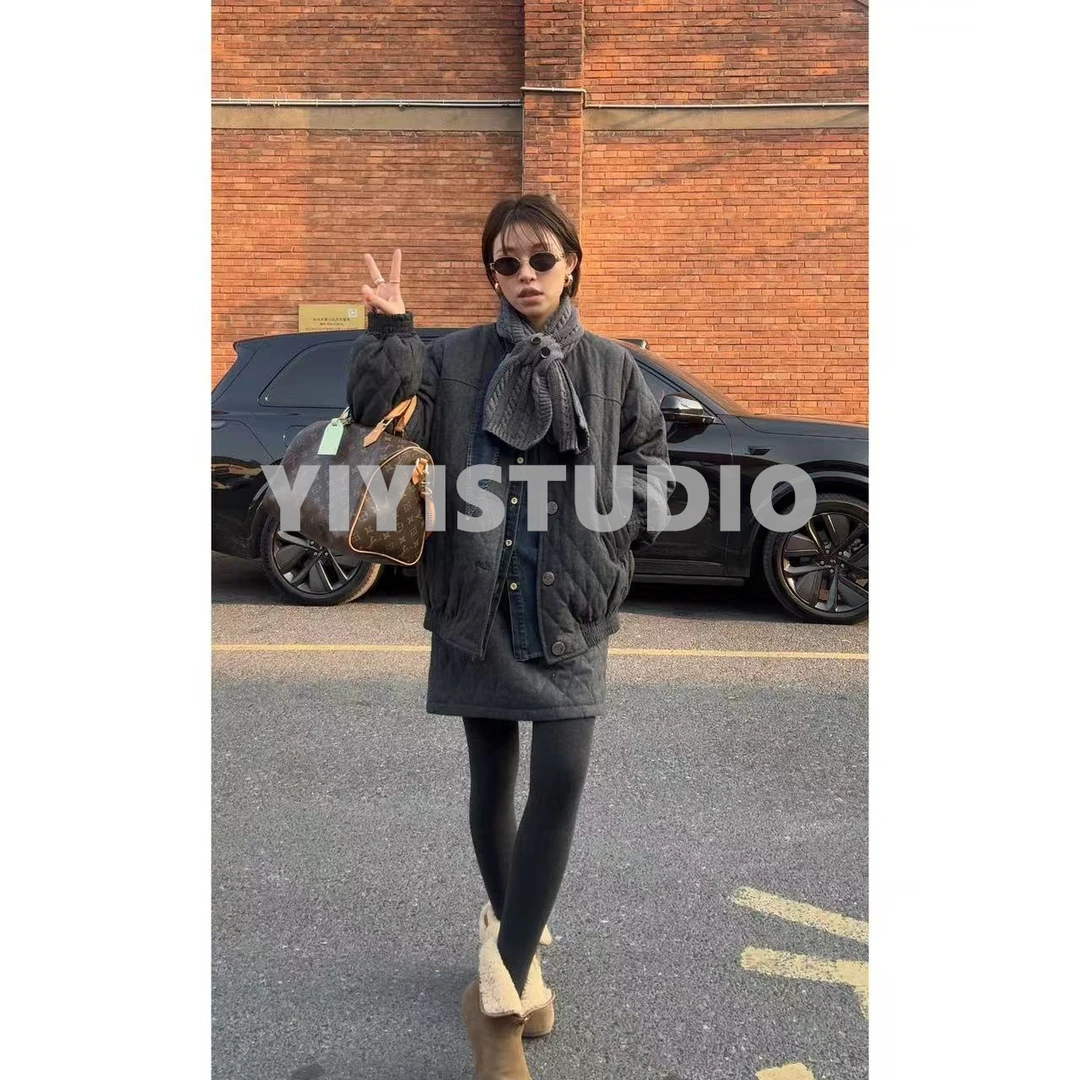 【意意】冬季时尚洋气白鸭绒菱格羽绒服短裙套装 Y-0247