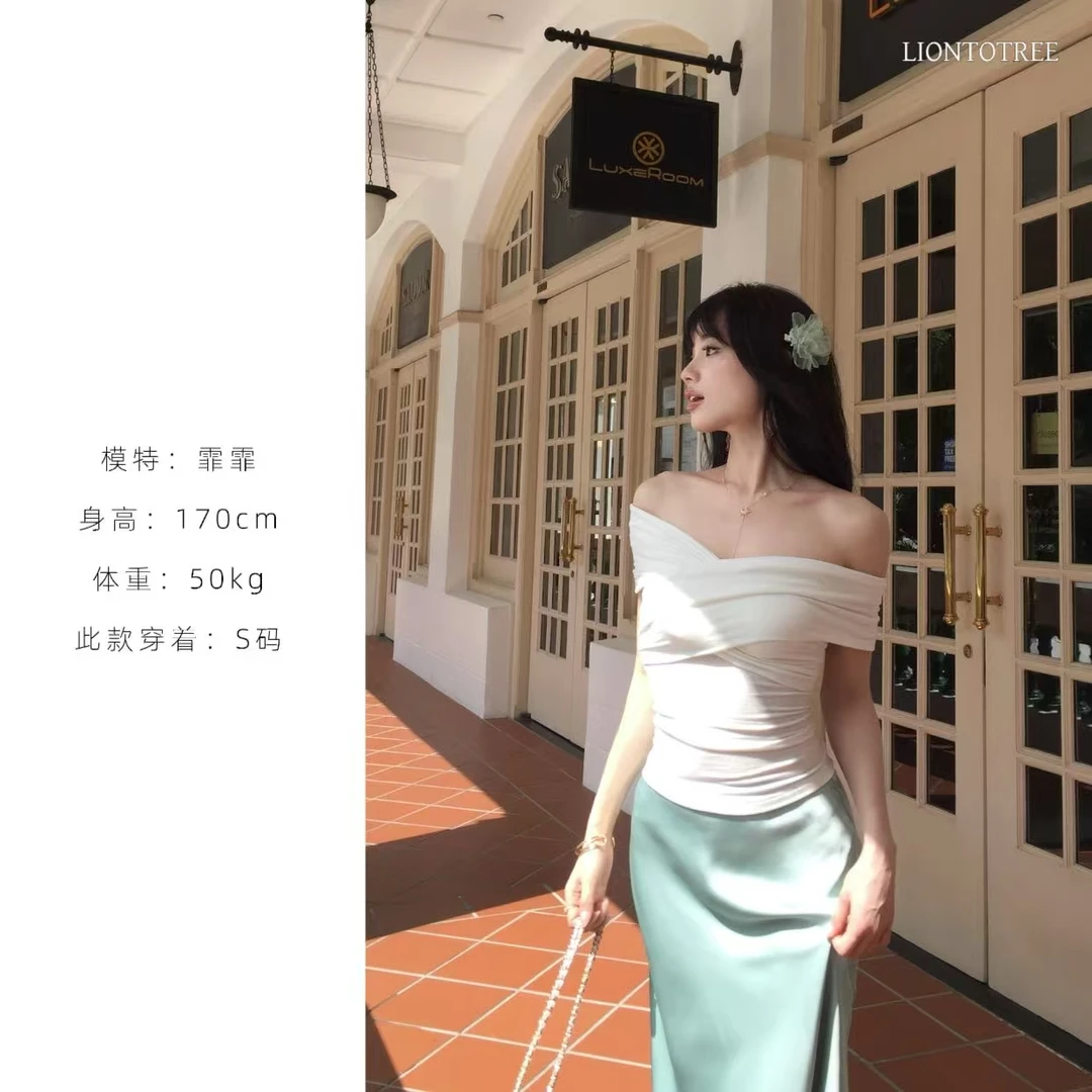 【Liontotree奶兔锤】【白绷带】露肩弹力紧身微透上衣背心 F307-315