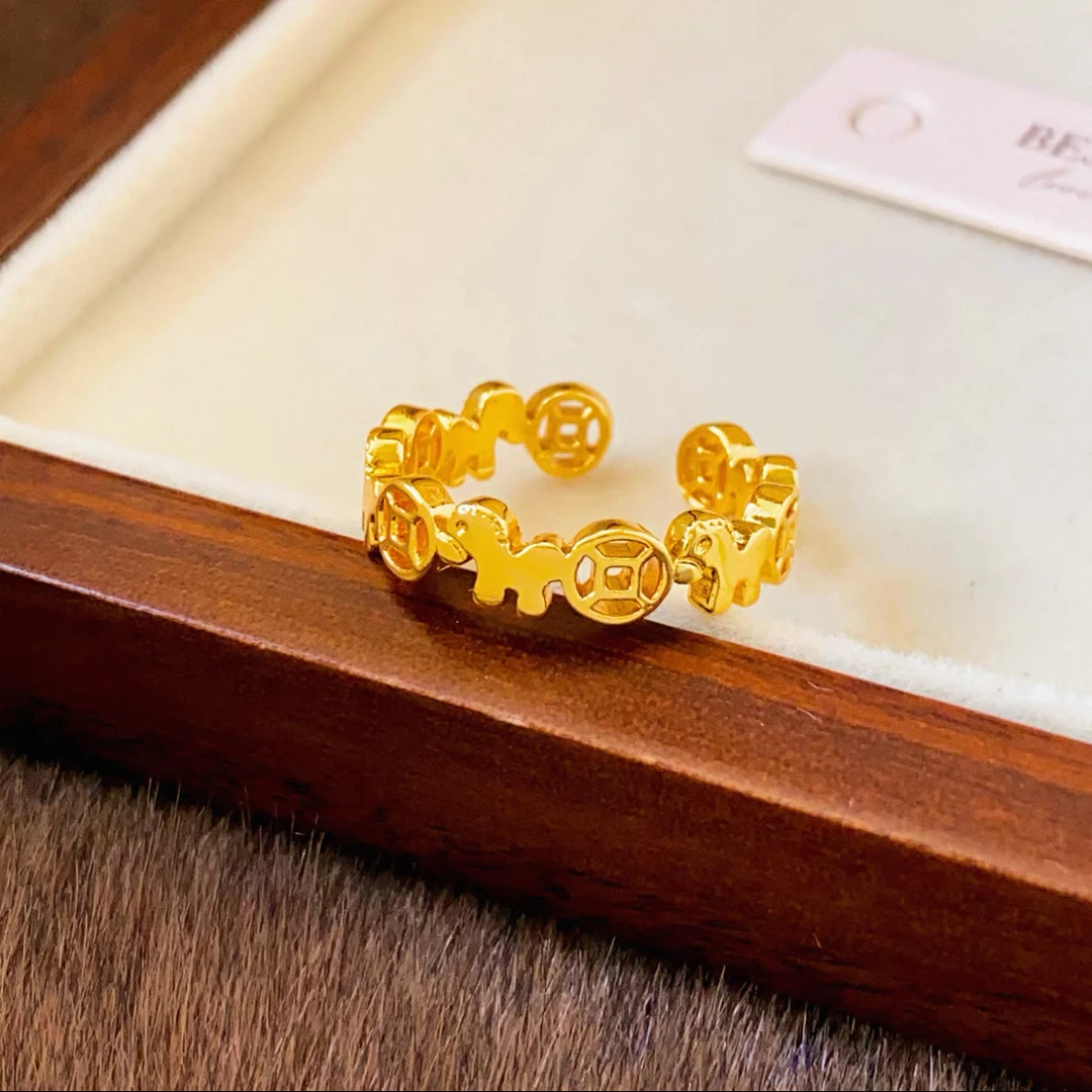 合金戒指 4292合金新中式马上有米多多开口戒指