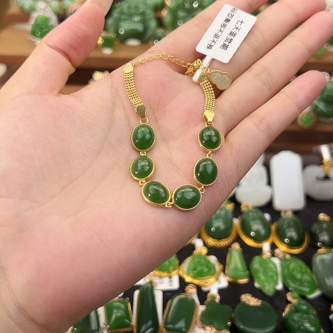 和田玉银S925镶嵌手链