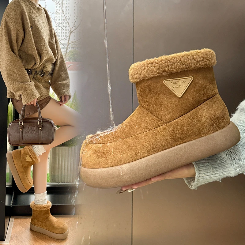 冬季4cm中帮防滑防水保暖时尚雪地靴女鞋加绒棉鞋时尚2199厚底