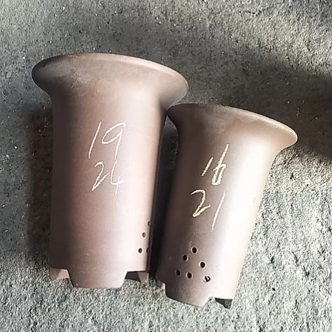 兰花盆两个紫砂花盆花泥