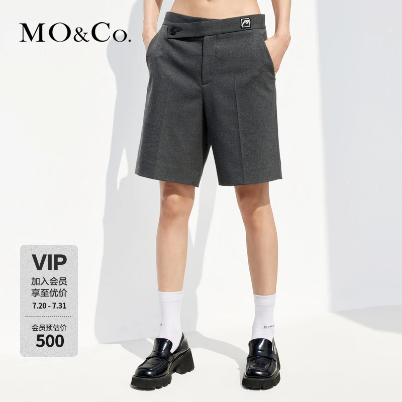 MOCO夏季设计感解构高腰LOGO胶印直筒短裤风感波粒MBC1SOTT16