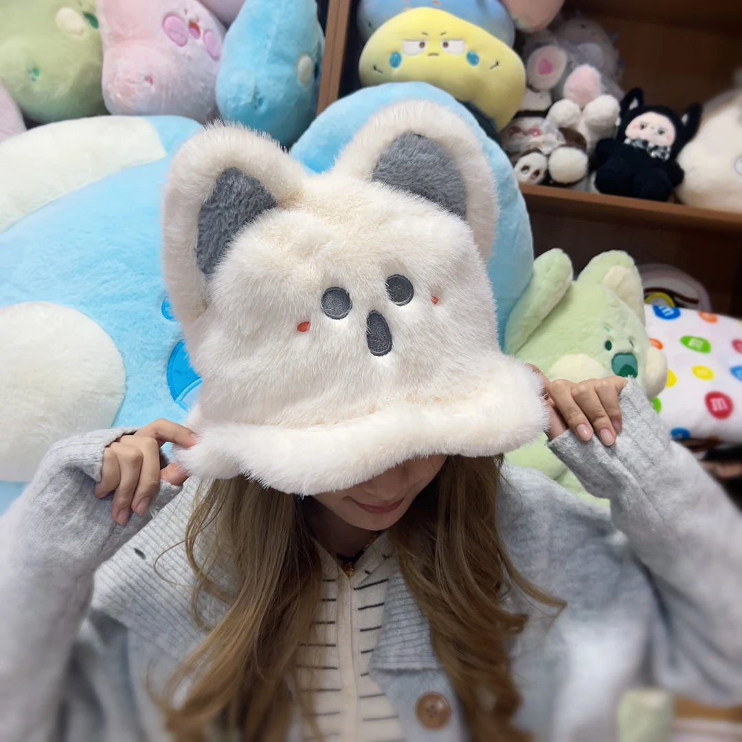 艾斯德可爱猫耳朵毛绒帽子秋冬季加绒加厚保暖