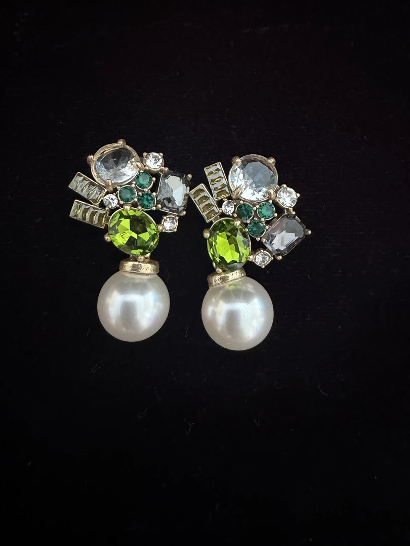 铜合金仿水晶耳饰 铜合金水晶耳饰 复古轻奢小众高级感耳钉