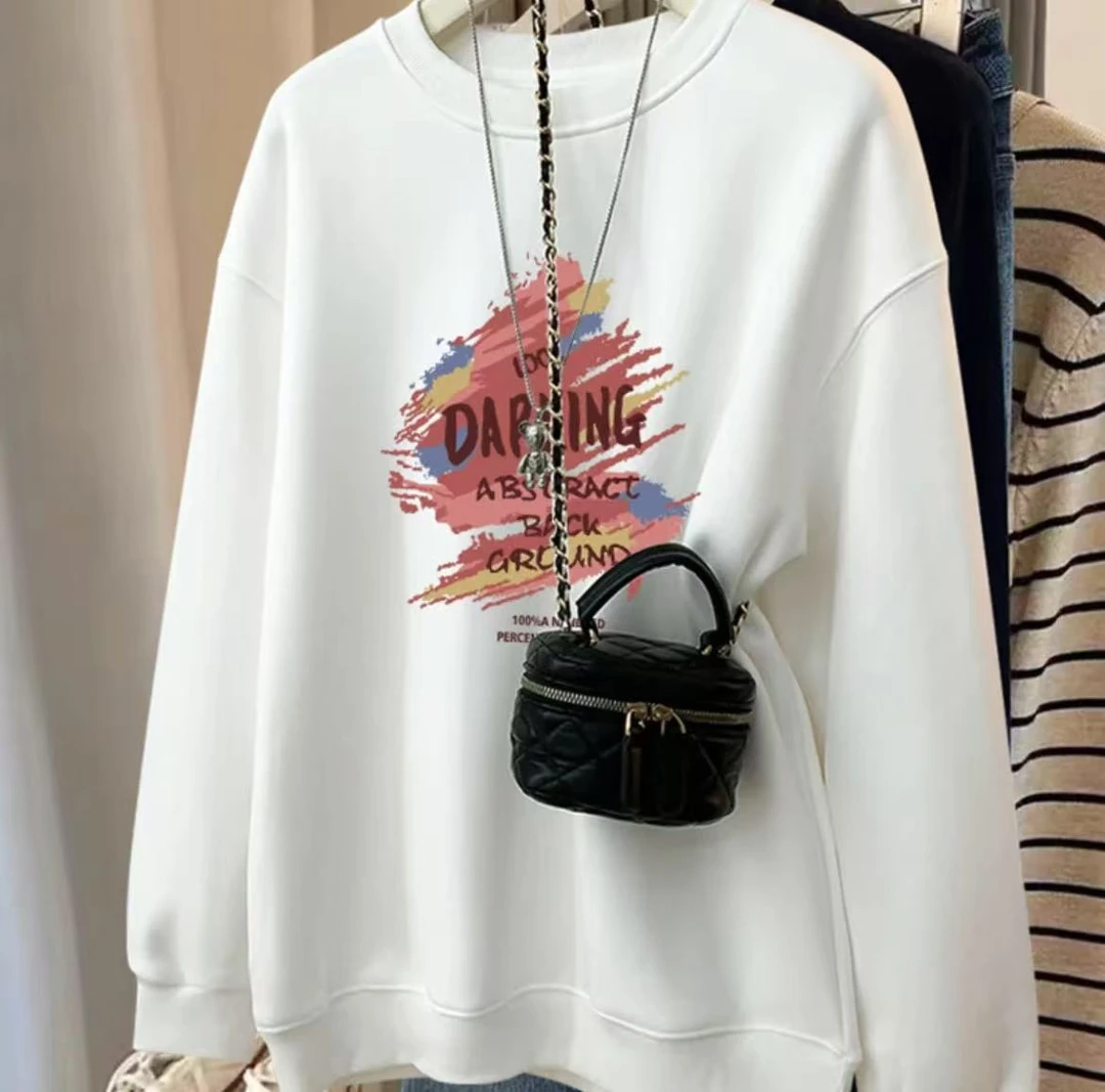 圆领卫衣女秋冬2025新款时尚百搭薄款宽松韩版小个子上衣外套195