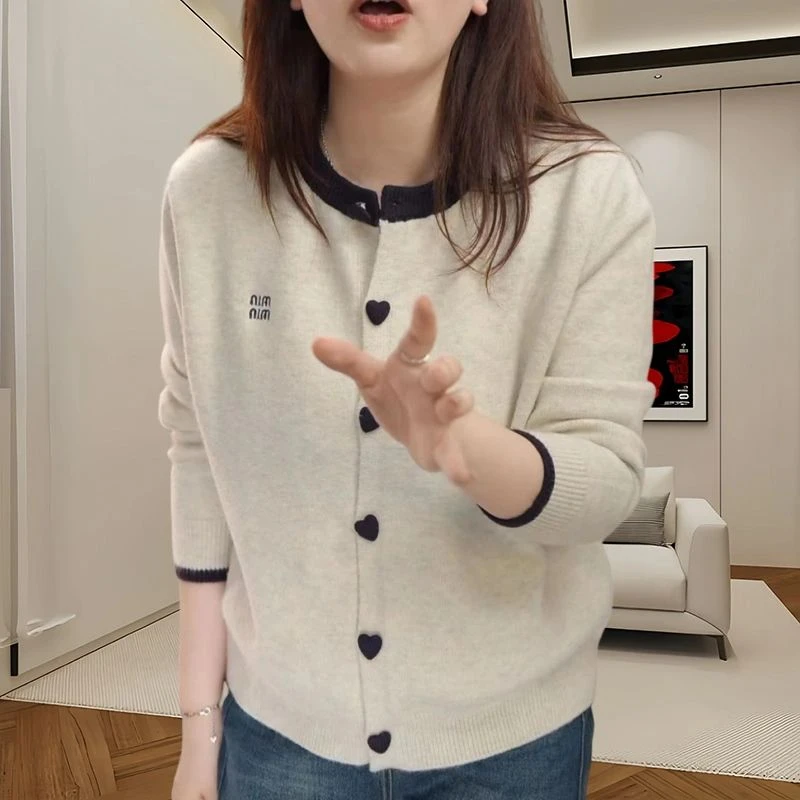 洋气减龄假两件针织开衫女2025秋季新款时尚圆领长袖高级感上衣