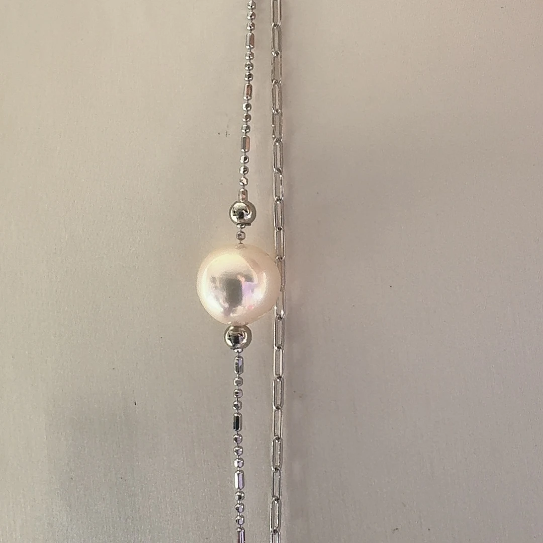 淡水珍珠手绳银S925镶嵌西*美极光无核手链