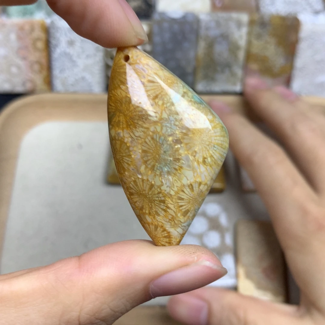 ****酱未镶嵌无硅化珊瑚（珊瑚玉）