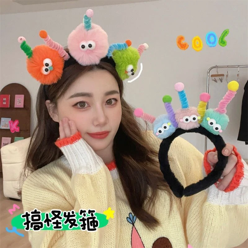 显脸小洋气头箍高颅顶洗脸外出可爱扭扭棒头饰搞怪发箍心发饰头