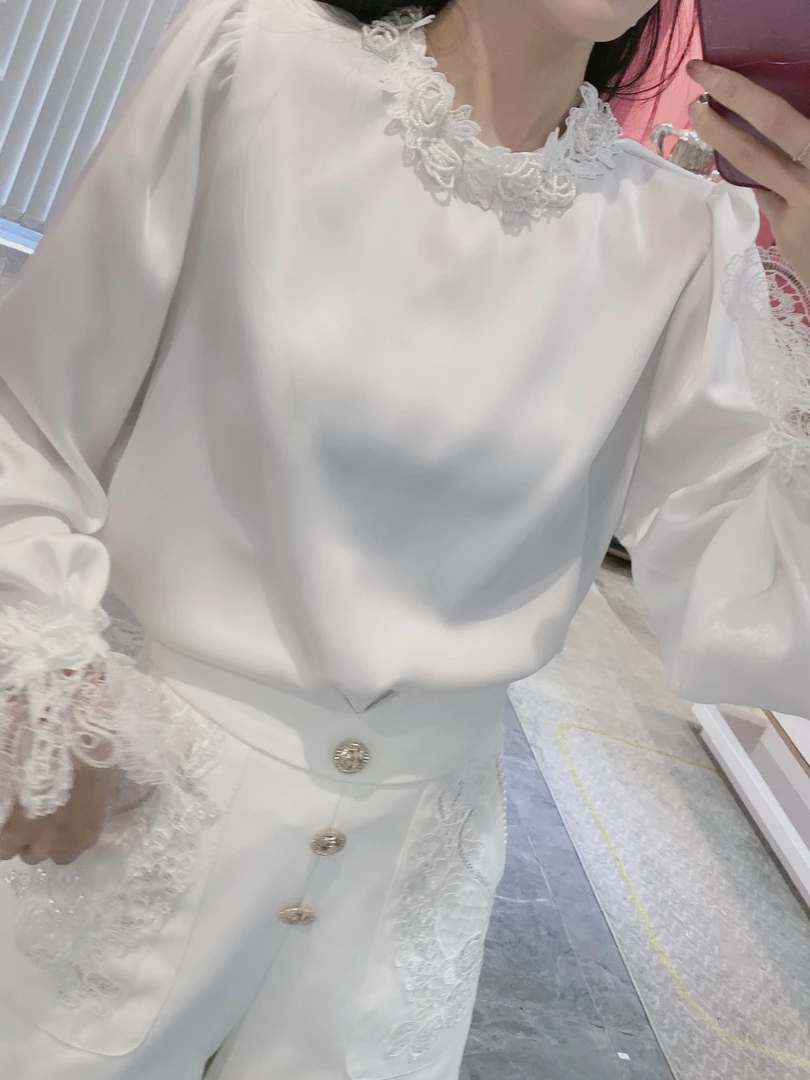 花边领名媛蕾丝边衬衫5518