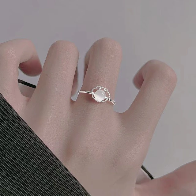 如意平安锁戒指女小众设计感高级仙气ins不掉色学生闺蜜可调节潮