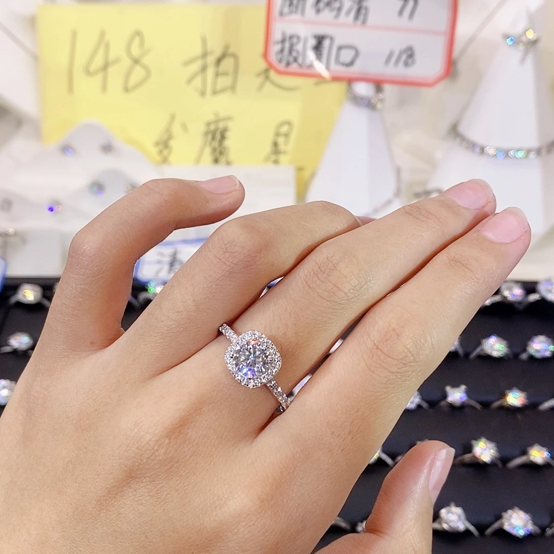 925银合成碳硅石公主方包20圈口