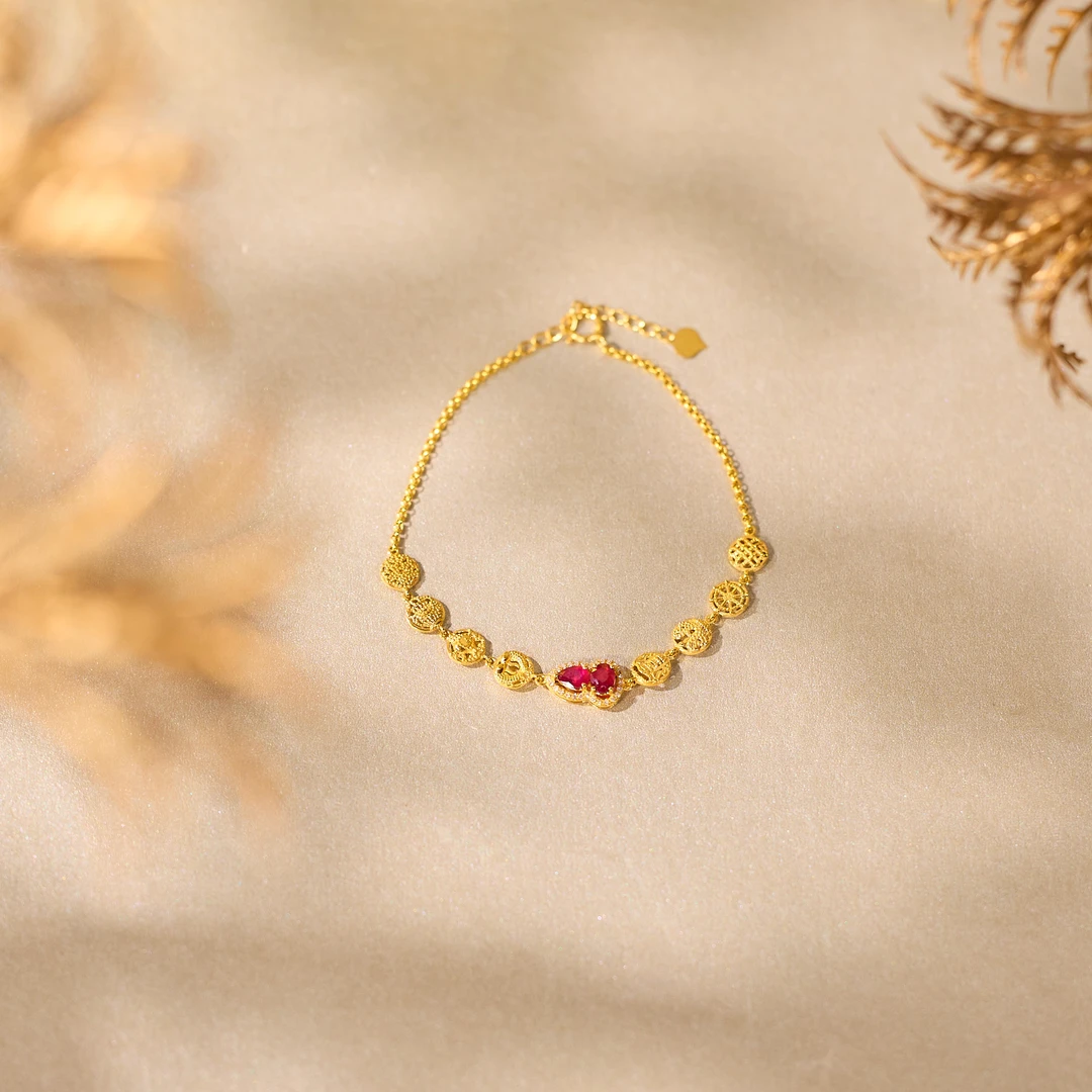 【歪歪】八宝葫芦红宝石手链18K金明星同款饰品（多样性发一）X-S1553