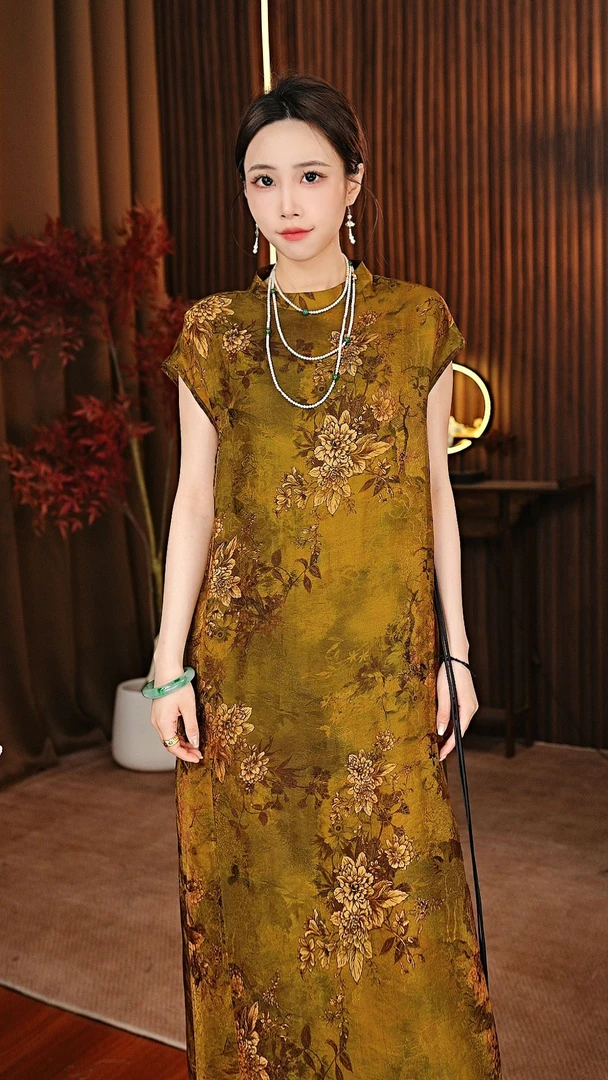 【月满川】新中式重磅提花连衣裙·原创奢定