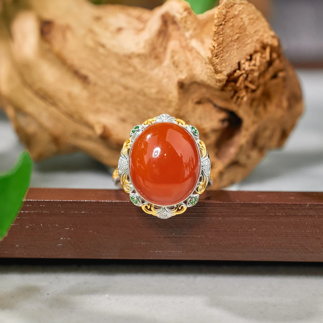 【歪歪】南红蛋面戒指*18K镶嵌W3300