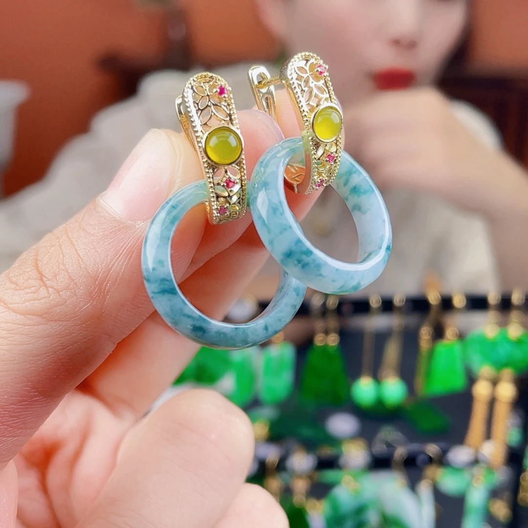 翡翠未镶嵌耳饰饰品