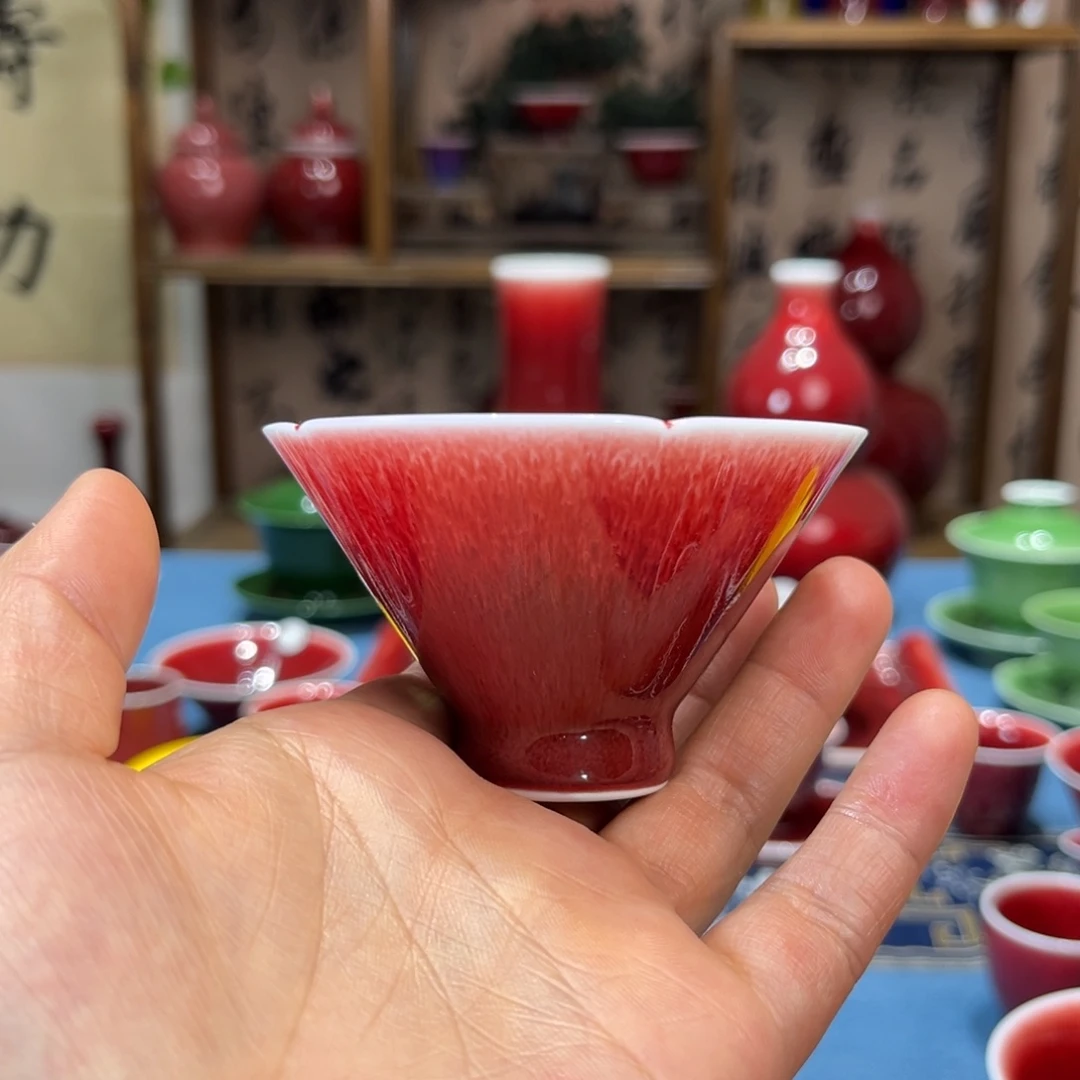 景德镇陶瓷花口斗笠杯