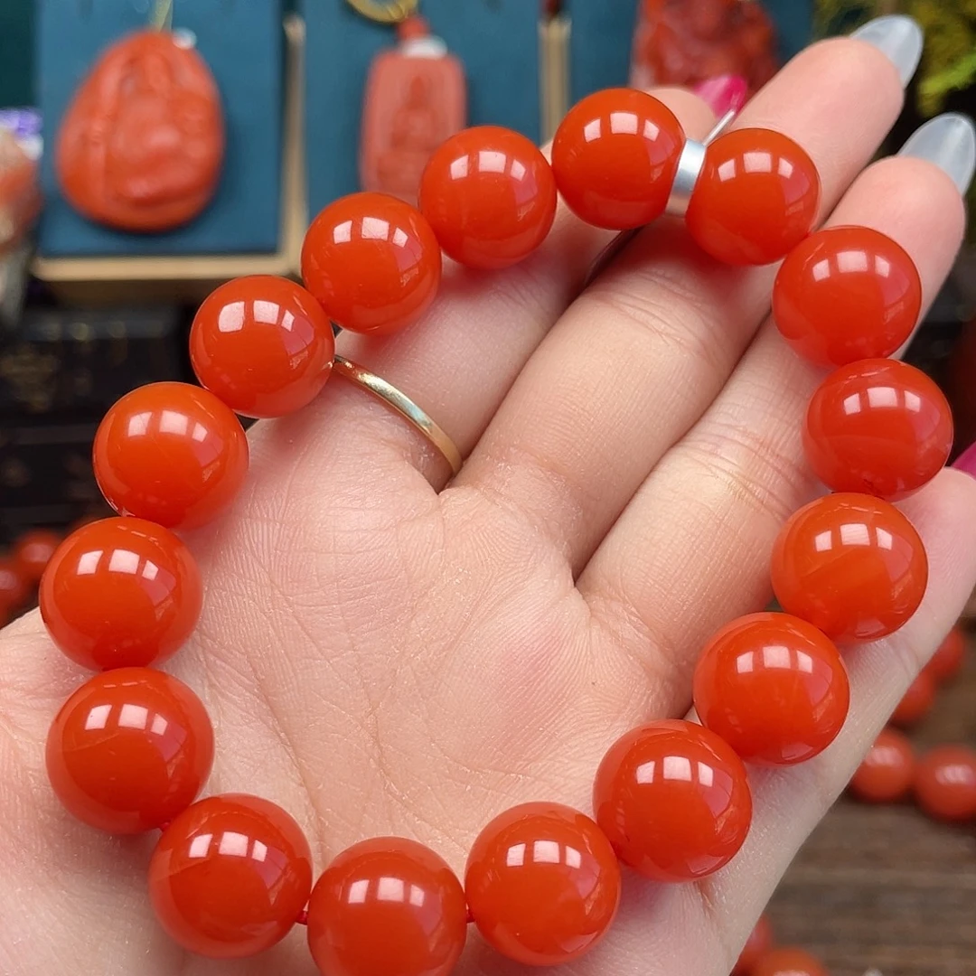南红玛瑙未镶嵌手串保山冷水河玉哈辣椒红卡13mm+
