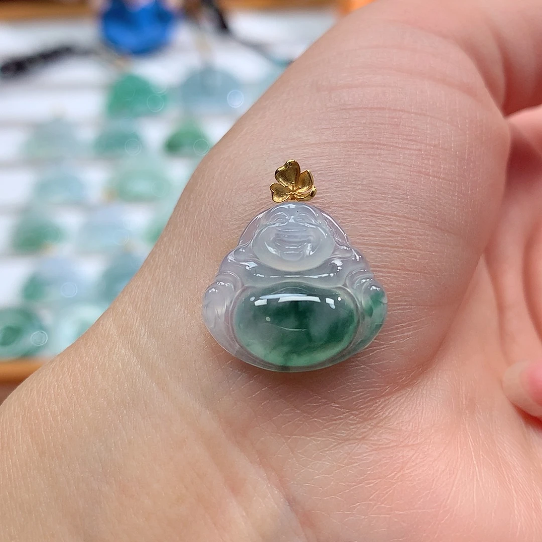 翡翠18K金镶嵌吊坠(赠链)17.5-18.6-4.5