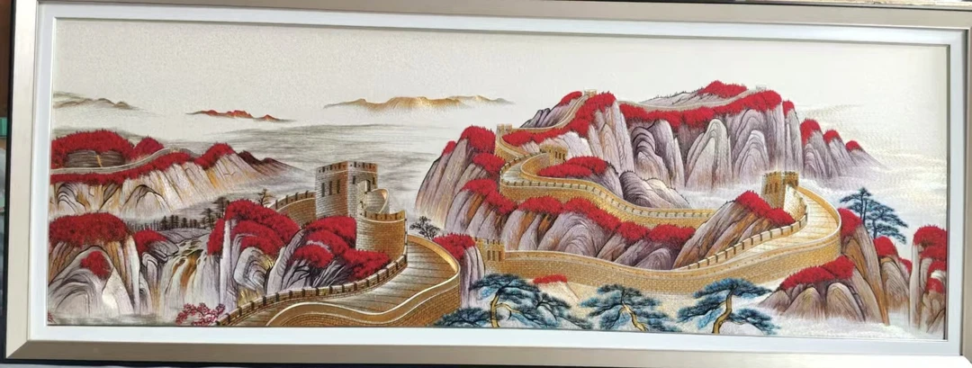 万里长城刺绣装饰画适合客厅沙发背景墙与办公室悬挂