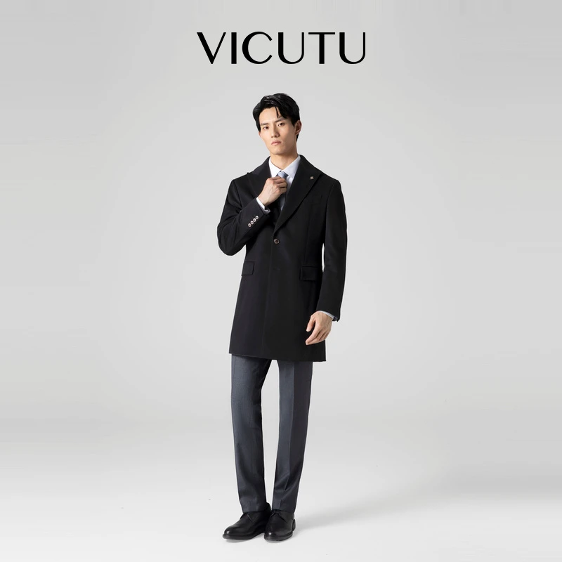 VICUTU威可多男士大衣舒适绵羊毛中长款毛呢大衣商务休闲秋季外套