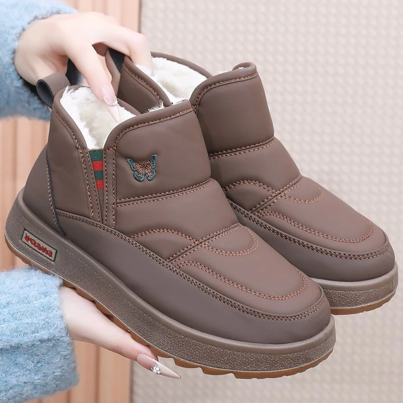 新款老北京布鞋女棉鞋厚底女士雪地靴女冬季一脚蹬加绒保暖妈妈鞋