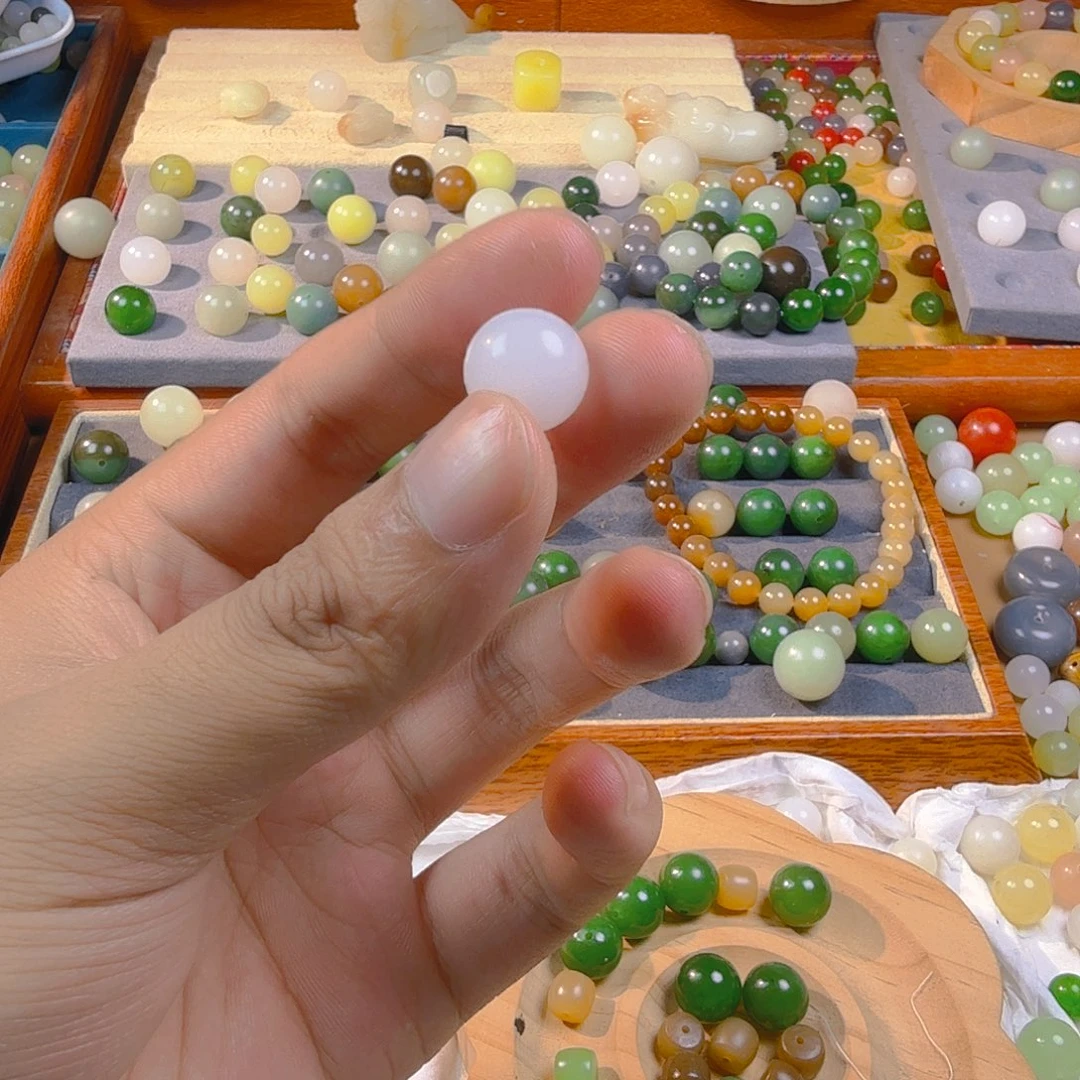 和田玉未镶嵌手链卡14青海料白玉散珠