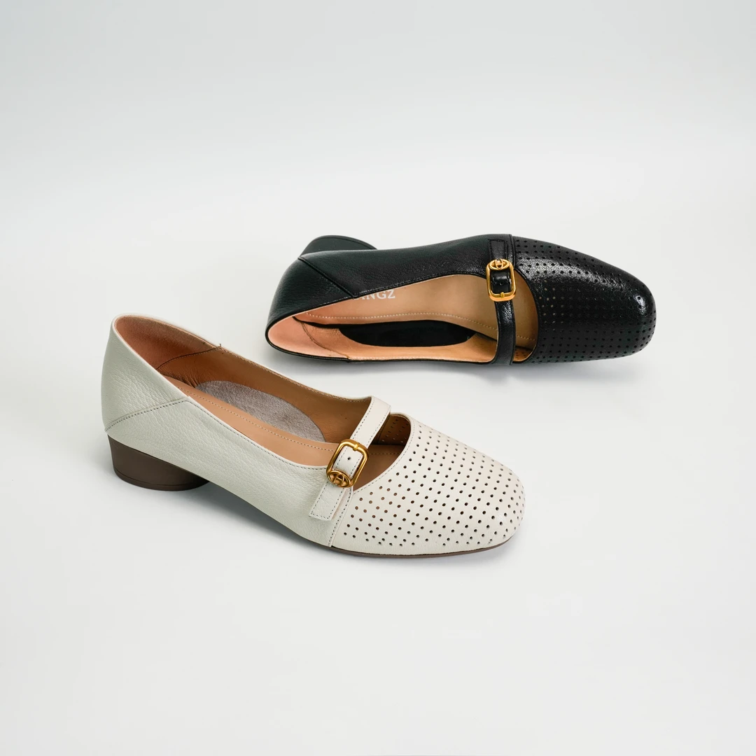 3厘米/低跟洞洞单鞋手工打孔软皮软料细腻贴肤舒适时尚休闲百搭