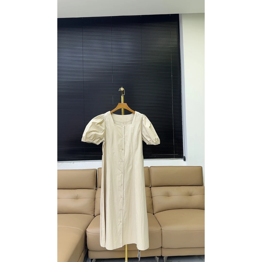 品牌原单高端轻奢夏琳娜连衣裙—卡其—6633