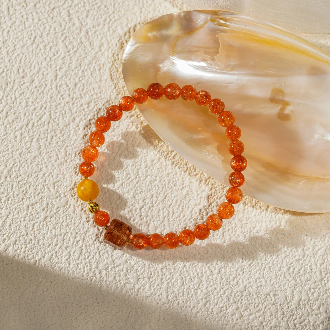 【向阳生金】日光石手串 （天然珠宝多样性发其一）