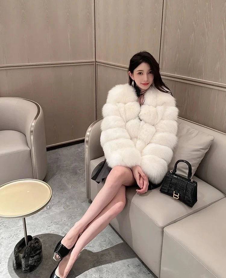 2025新款狐狸毛外套时尚显瘦