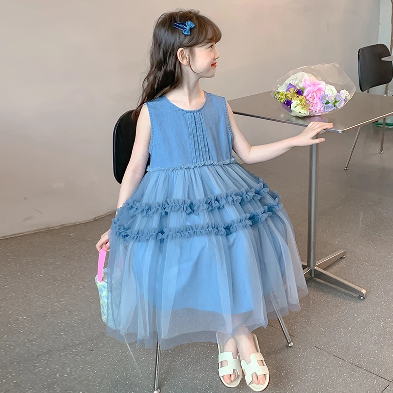 女童夏装连衣裙儿童2025新款洋气女孩无袖夏季网纱高级感公主裙子