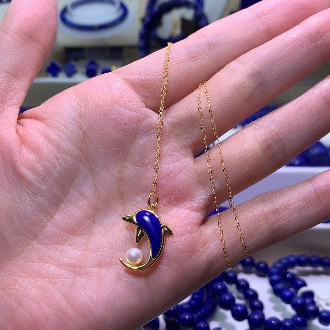 青金石合金天然原矿吊坠20m