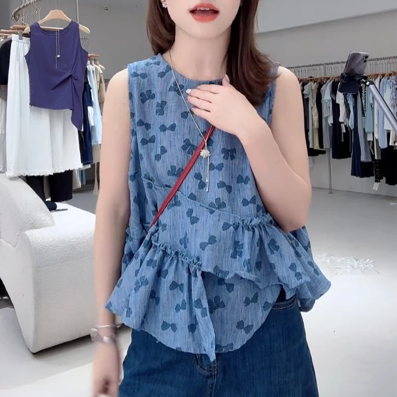 韩系设计款蝴蝶结无袖上衣2025夏季新款时尚百搭小众女装坎肩背心