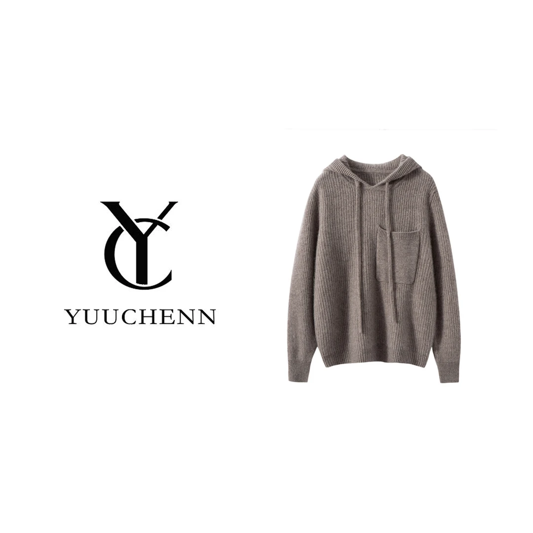 YUUCHENN羊绒元宝针连帽衫5074