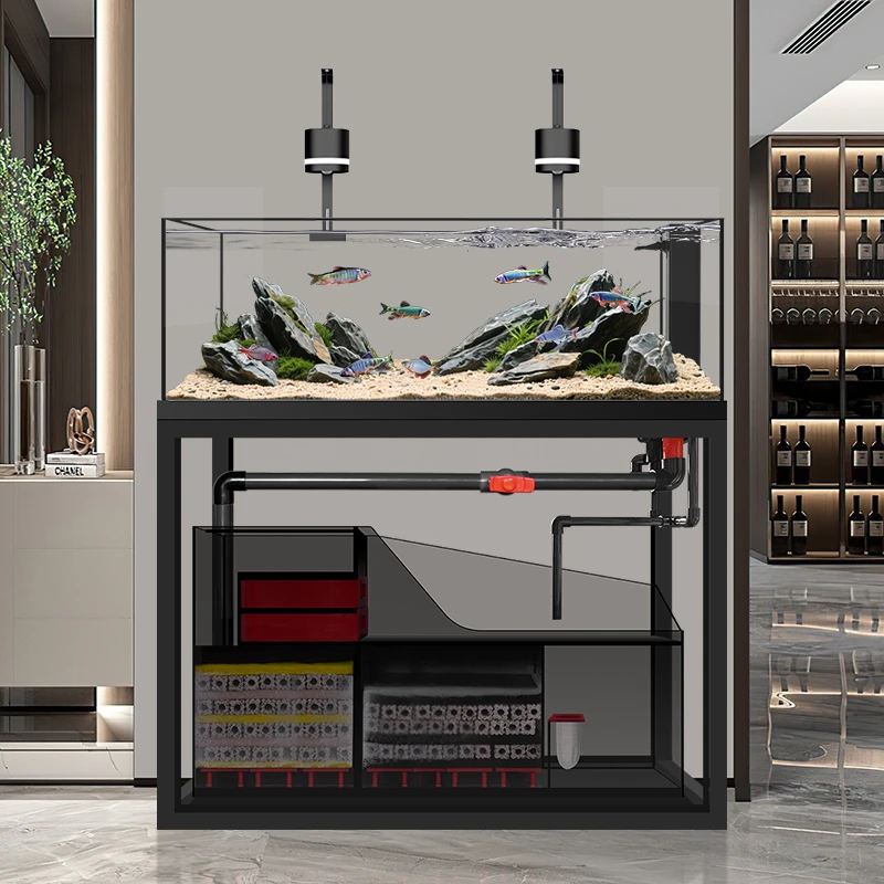 汉霸原生溪流缸造景鱼缸客厅2025新款不锈钢底滤家用大型超白缸