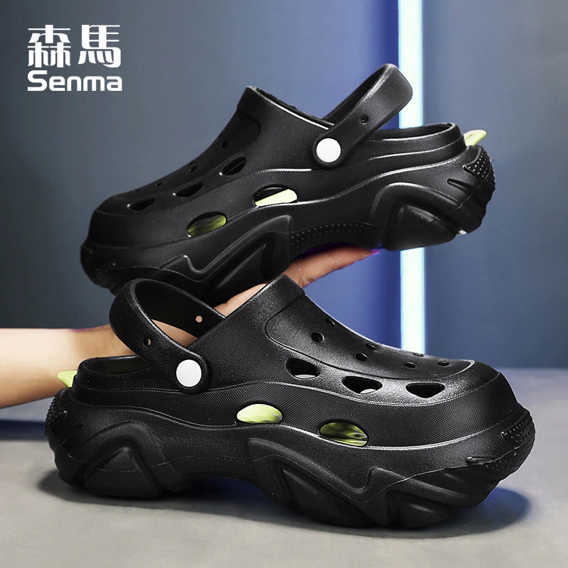 森马男鞋夏季潮流百搭软底外穿休闲厚底踩屎感洞洞鞋开车两用凉鞋