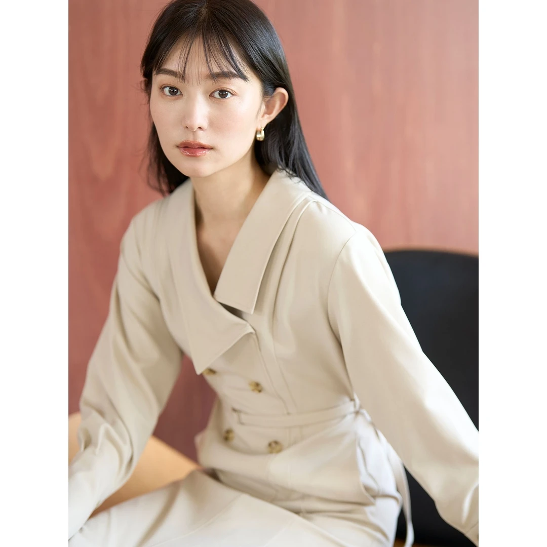 【MonTendre】秋冬新款 L 高级气质轻奢千金风不对称领窄喇叭裙