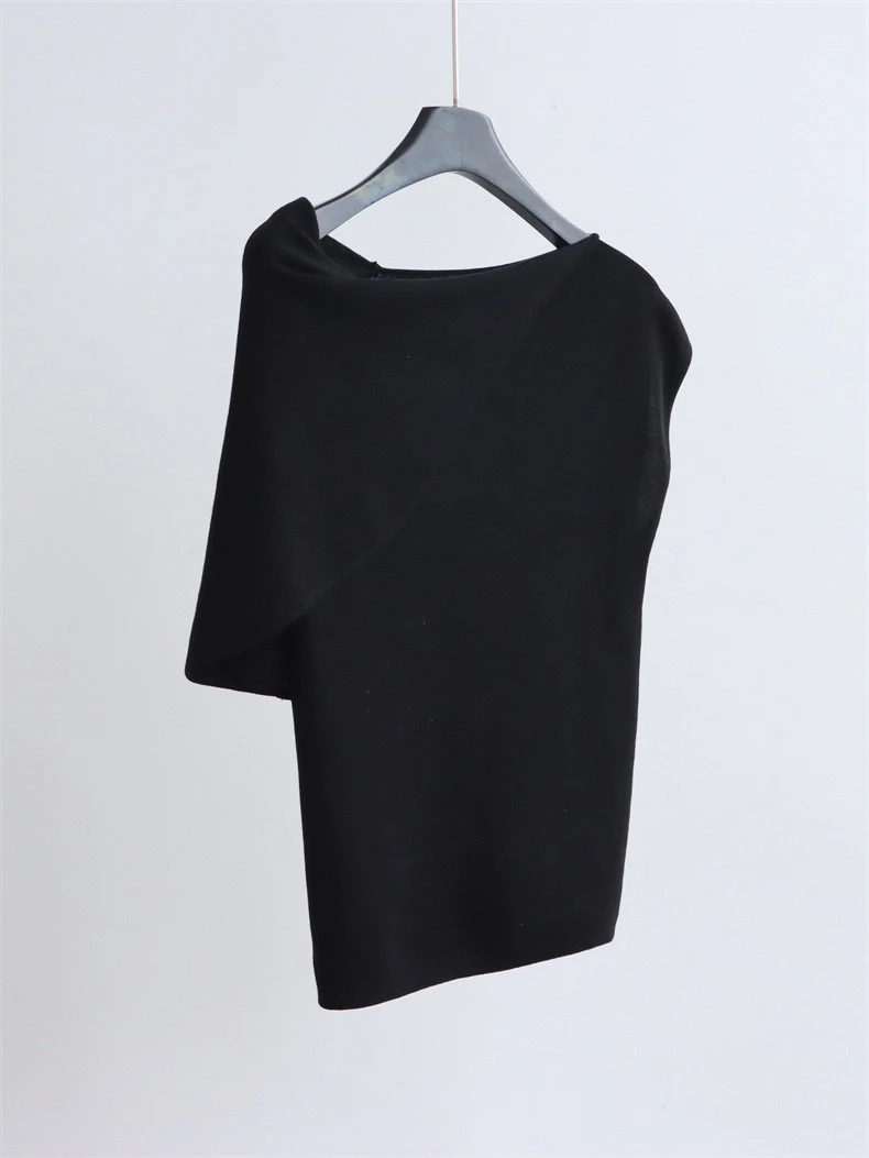 时髦不对称莱赛尔无袖针织衫夏季飘带天丝背心上衣洋气套头女新品