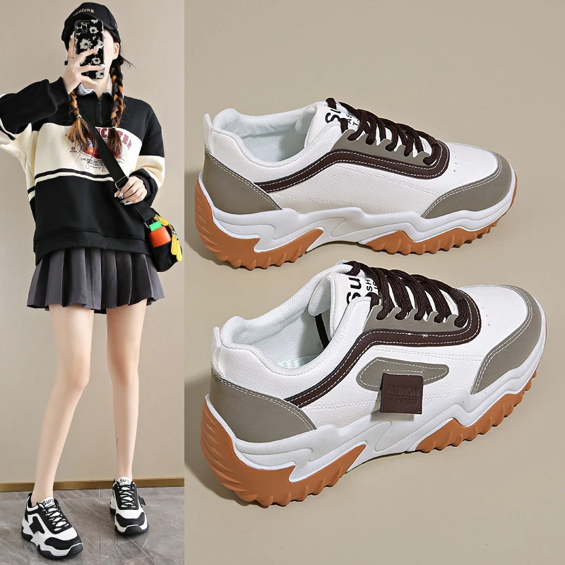 达夫妮韩版老爹鞋女2024秋季新款透气运动鞋女ins潮学生厚底休闲