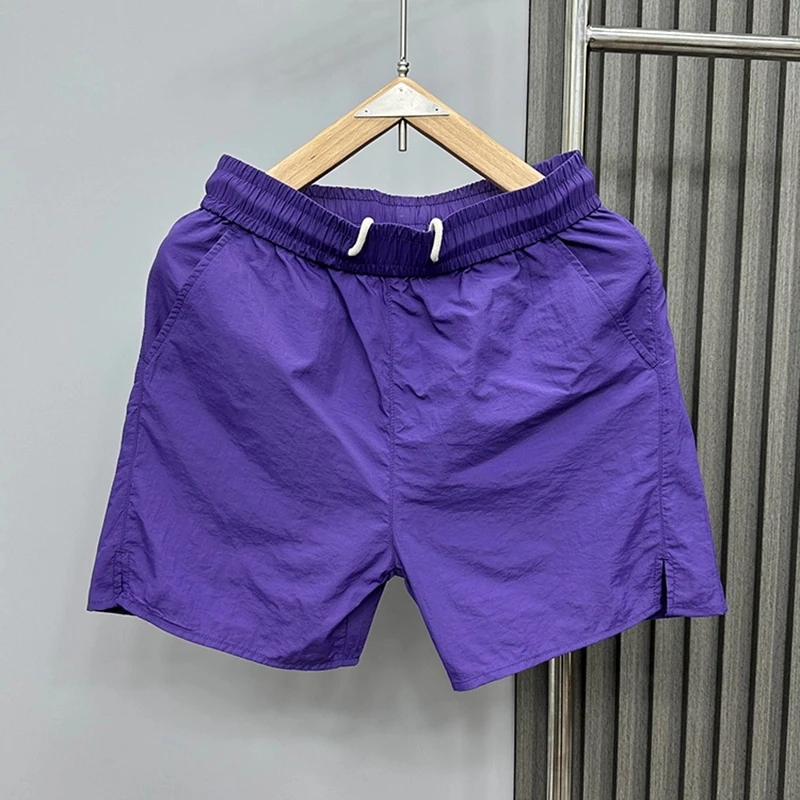 夏季薄款透气速干短裤三分裤男士短裤运动紫色情侣休闲裤时尚户外