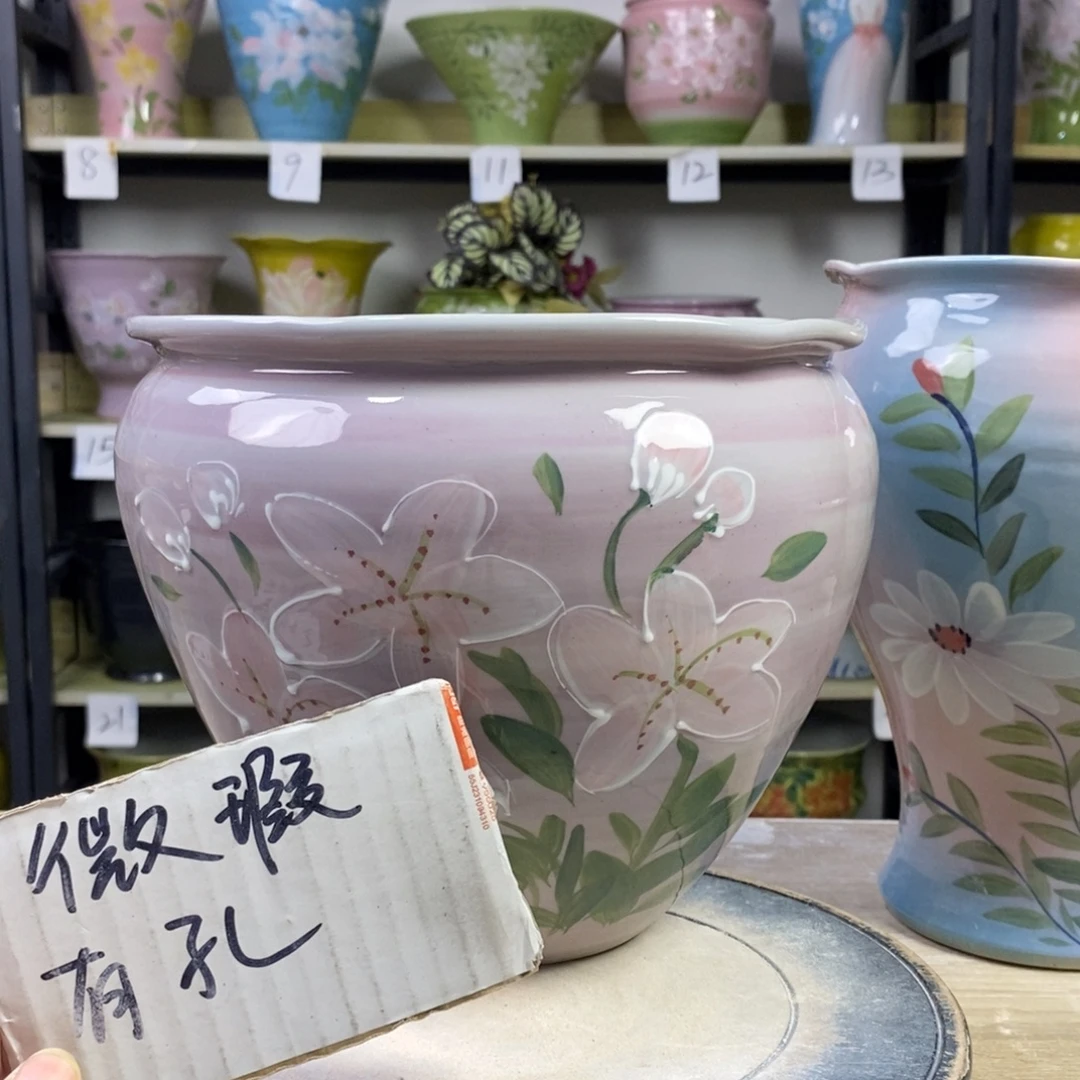 景德镇手工手绘陶瓷花盆