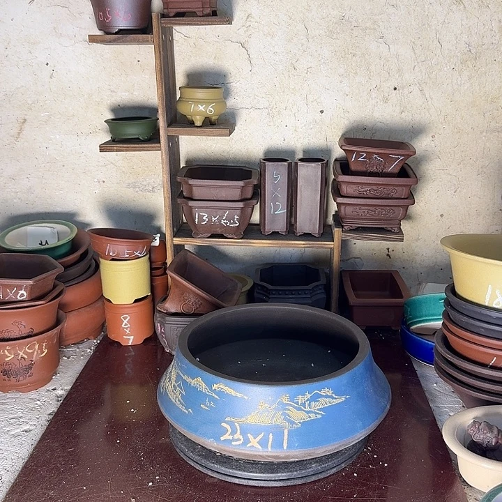 紫砂花盆，手工制作