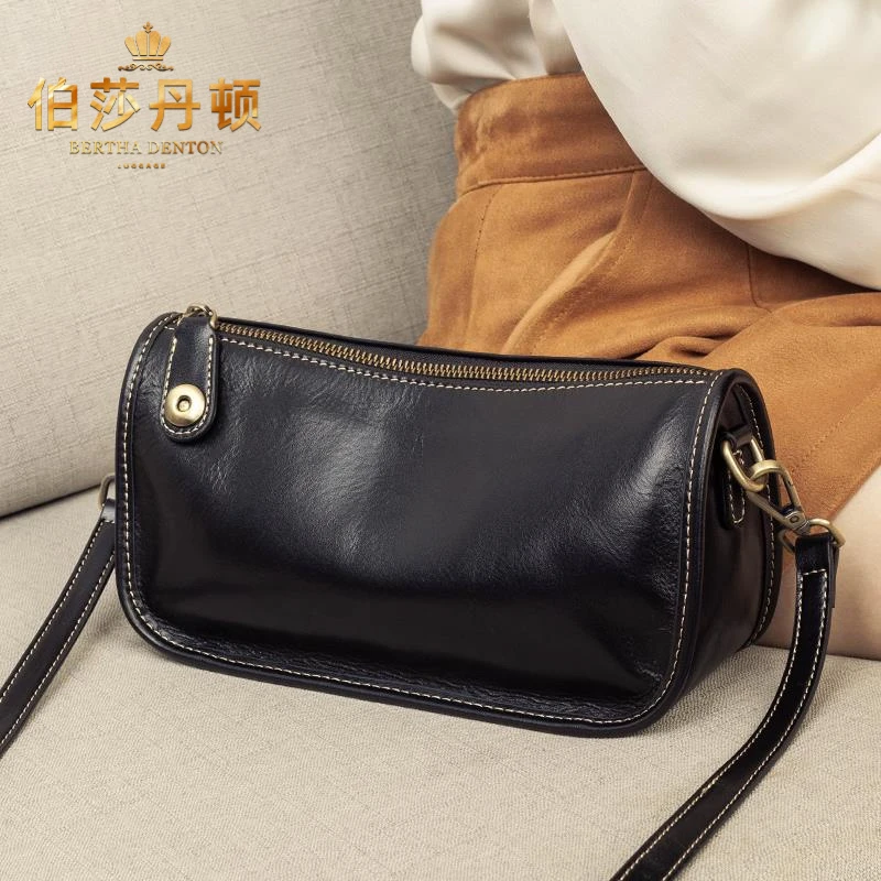 伯莎丹顿女士包包斜挎包2025新款真皮时尚小众百搭质感女款单肩包